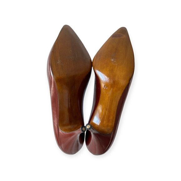 Vintage Pointed Toe  Pumps in Pearlized leather, Rust, Size 39EU - Picture 8 of 16
